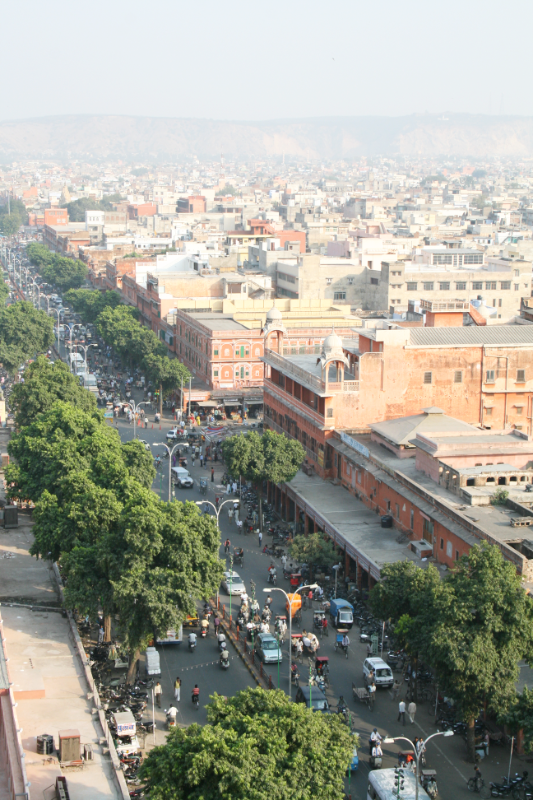An aerial view of Jaipur's Pink City.